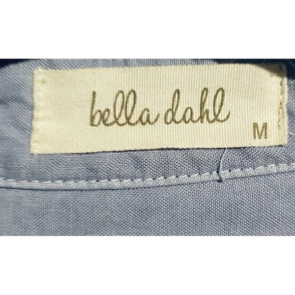 Bella Dahl Top Womens Medium Blue Button Up Fringe Tencel Long Sleeve Boho - Picture 5 of 7